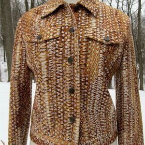 Brown Crocodile Print Women Jacket